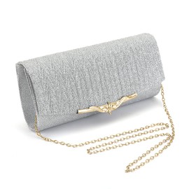 TOFBS Clutch Women's Elegant Chains Evening Bag Crossbody Capes Small Handbag Bridal Bag for Wedding Party Banquet Holidays, silver