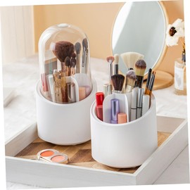 Baluue Rotatable Makeup Brush Holder Lid Portable Storage Organizer for Cosmetics Pens and Items Desktop Makeup Container for Home Office and School Use