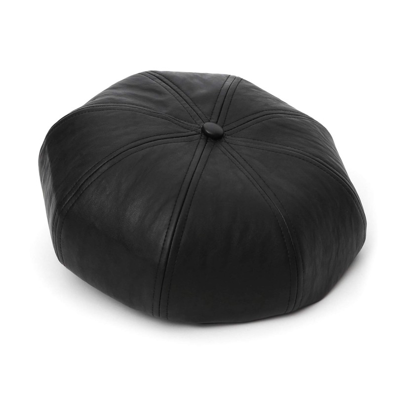 UNDERCONTROL Black Faux Leather Classic Adjustable Baseball Cap Made in