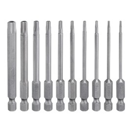 HARFINGTON 10pcs Torx Screwdriver Bit Set TT6/TT7/TT8/TT9/TT10/TT15/TT20/TT25/TT30/TT40 S2 Steel 1/4" Hex Shank 3" Length Magnetic Star 6 Point Head Power Drill Bits