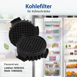 VIOKS Activated Carbon Filter 45 mm Diameter 2 x Replacement for Liebherr Fresh Air Filter Fridge 9096342 & Liebherr FreshAir Activated Carbon Filter Liebherr Fridge