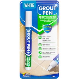 Grout Pen White Tile Paint Marker: Waterproof Grout Paint, Tile Grout Colorant and Sealer Pen - White, Narrow 5mm Tip (7mL)