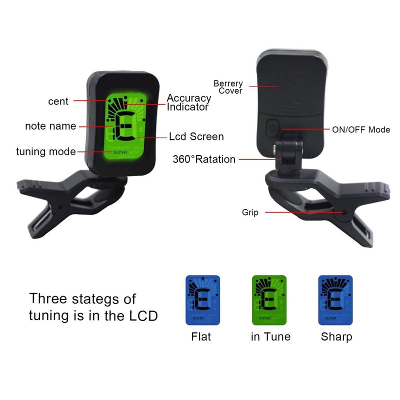 Guitar Accessories Kit Include Acoustic Guitar Strings, Tuner, Capo, 3-in-1