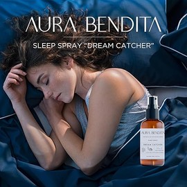 Sleep Spray 125ml (4.2 fl oz) | Para Dormir y Descansar con Aceites Esenciales de Lavanda, Cedro, Toronja y Mandarina | Sueño Profundo y Relajante | AURA BENDITA Dream Catcher (dreamcatcher)