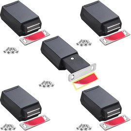 Push to Open Cabinet Hardware CBRIVE 5 Pack Heavy Duty Push Latch & Lock for Hidden Door Touch Latches and Catch Push Release Drawer Pull Tip on RV Closet Close Strong Pop Out, Black