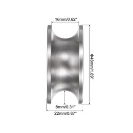 QUARKZMAN 1 x U-Groove Roller 1.89 Inch 304 Stainless Steel Sliding Gate Double Wheels for Inverted Rails, Industrial Machinery, Sliding Gate