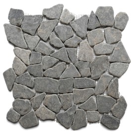 CNK Tile Stone Grey Mosaic Tile – 12" x 12" Unpolished Natural Pebble Tile for Bathroom Kitchen Backsplash Flooring & Wall Decor – Durable Eco-Friendly Easy Installation Unique Variations – Pack of 1