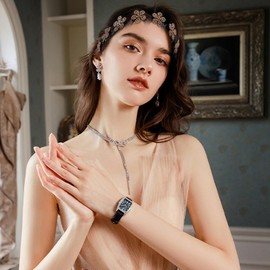 Squiggly Headband - Wavy Hairband with Rhinestone Flower | Non-Slip Hair Accessory Sparkling Fashion for Workout Gym Spa Face Washing Skin Care