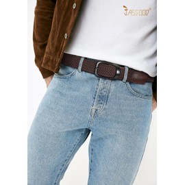 JASGOOD - Cinturón elástico para hombre, tela elástico, trenzado de 1 3/8, cinturón de golf, para jeans, B-Café, Fit Size 41"-44"