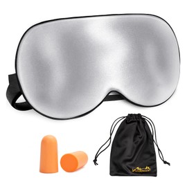 Viedouce Sleep Mask Silk Eye Mask, 100% Skin-Friendly Silk Sleep Mask Women and Men, Comfortable Sleeping Mask, Ideal for Sleep at Home and Travel (1 Pack, Grey)