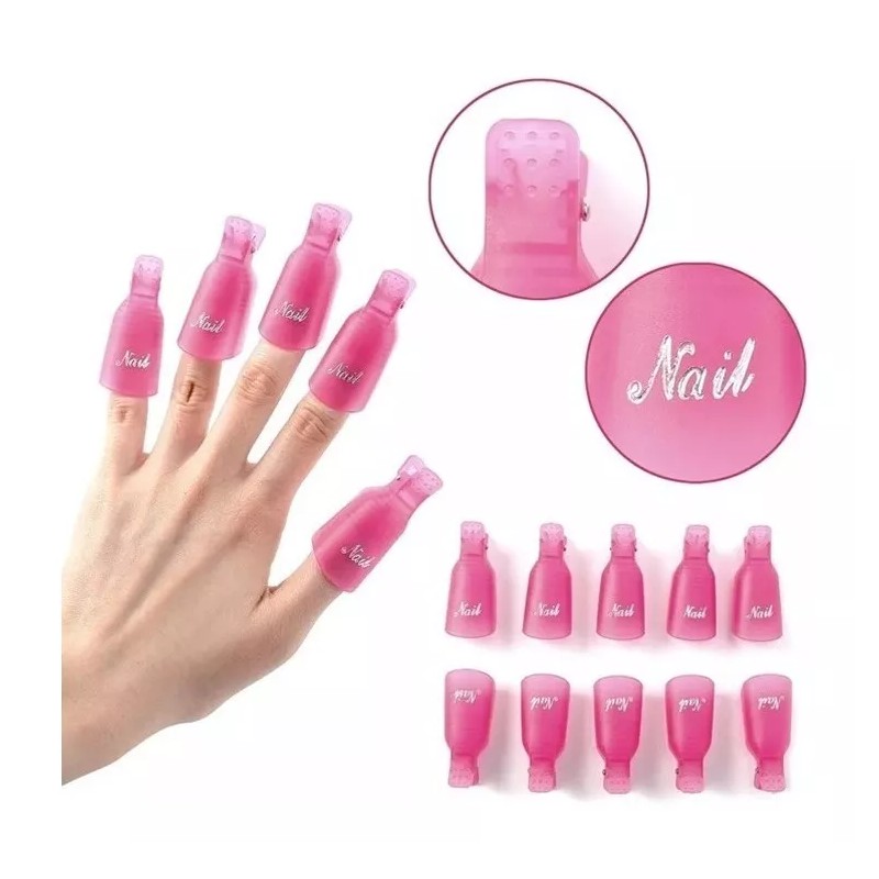 Nail Pinzas Plásticas Retiradoras De Acrílico O Gelish 10 Piezas