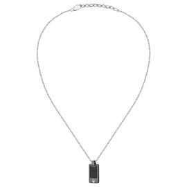 Mens Steel Necklace Cubic Zirconia ICONIC Collection Graduation Gift JM424AVD75, Alloy Steel, Cubic Zirconia