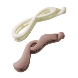 VINGTAINE H7783-A-RB-WH-B-WV-MOC Banana Clip, Set of 2, Nuance, Simple Design, Hair Clip, Hair Accessories, Set of 2