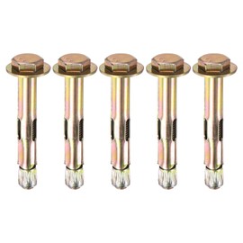 M METERXITY 5-Pack Hex Expansion Bolt, M8x60mm Colored Galvanized Iron-Carbon Steel External Hex Expansion Bolts, Anti-Corrosion Metal Bolt for Concrete/Dry Brick/Block Walls