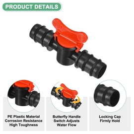 M METERXITY 2-Pack Barbed Ball Valve, for 1 Inch Drip Tubing Plastic in-Line Ball Valve Shut-Off Switch for Irrigation/Greenhouse/Aquariums, Barbed Locking Drip Irrigation Fitting