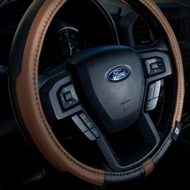 Plasticolor 006747R01 WeatherPro Truck Sized Black/Brown Steering Wheel Cover