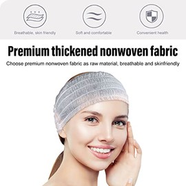 Diadema Elástica No Tejida Banda para el Cabello Facial para Maquillaje Cuidado de la Piel 100 Piezas, Spa Desechable