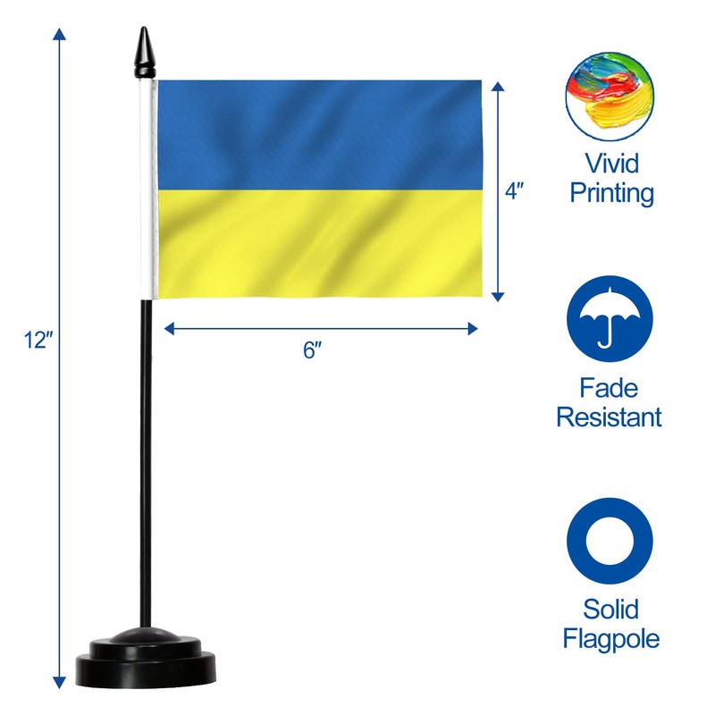 Anley Ukraine Deluxe Desk Flag Set - 6 x 4