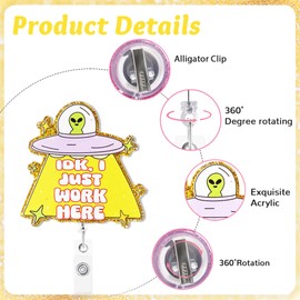 Hotlea IDK, I Just Work Here Badge Reel with Alligator Clip Funny ID Badge Holders Cute RN LPN CNA MA PCT Badge Buddy Nursing Medical Students Nurse Accessories for Work