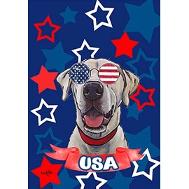 Labrador Yellow/White - Best of Breed HHS Patriotic House Flag