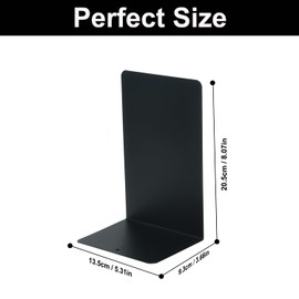 Deefongo 4 Pieces Heavy Duty Black Decorative Metal Bookends，Metal Book Ends Support for Shelves Divider Stopper Holder with Non-Slip Rubber Pad for Decor, Home, Office, Library, School, Gift