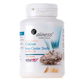 Aliness Calcium from Oyster Shells with Vitamin K2 MK-7 and D3, 100 Tablets