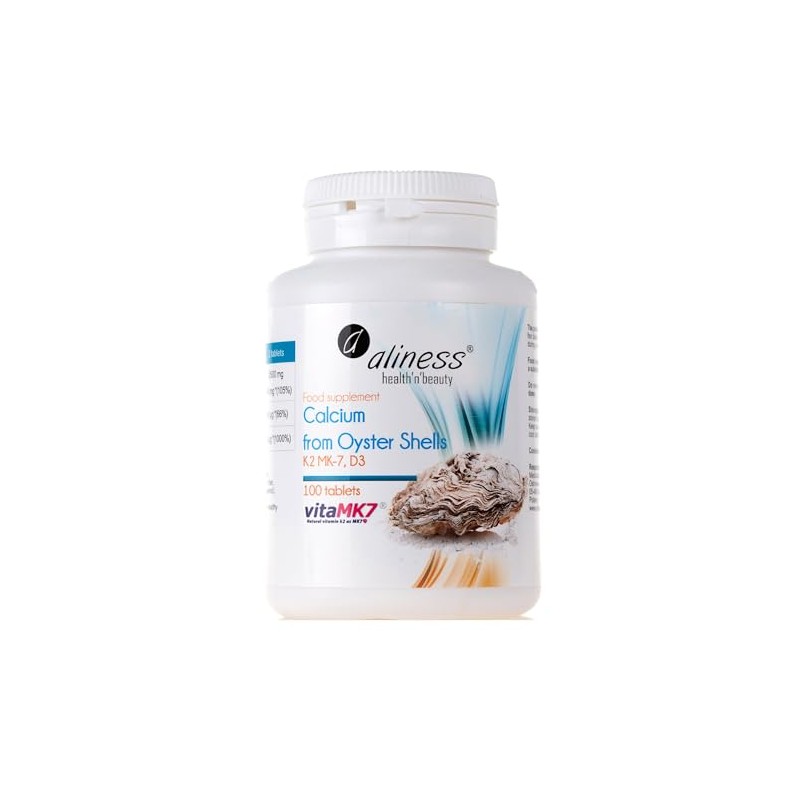 Aliness Calcium from Oyster Shells with Vitamin K2 MK-7 and