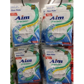 4 x 60 pcs ( 240 total ) AIM PRECISION  DENTAL FLOSSERS Floss Pick Sticks