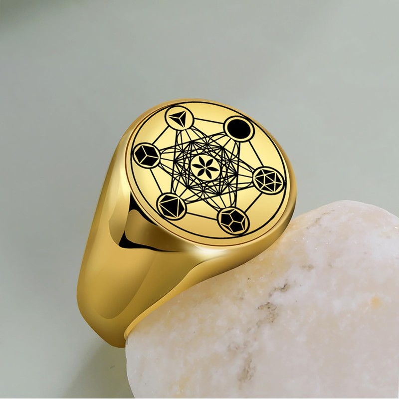 UNIFT Metatron’s Cube Ring for Men Women Stainless Steel Angel