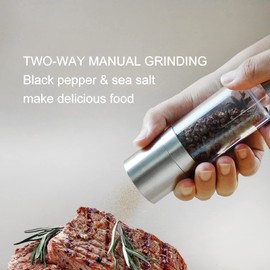 QHYDZ Salt and Pepper Grinder 2 in 1 - Two-Way Salt and Pepper Mill with Adjustable Coarseness - Coffee Grinder for Home and Outdoor Coarse and Fine Manual Grinders