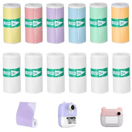 12Rolls Mini Thermal Sticker Paper for Printer Sticker Maker,57X25mm,Non-sticker Mini Pocket Printer Sticker Paper,Thermal Labels for Most Pocket Printer,Glossy Thermals Printers Papers Print Pod