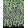 Mia Fabrics Neon Green Holographic Sequins Fabric On Black Mesh