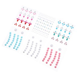 Beavorty Fashion Eyebrow Gems Stickers 6 Sheets Face Jewel Stickers for Makeup Decor