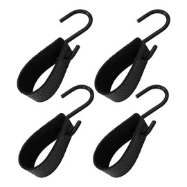 4Pcs Multifunctional S-Hooks with Leather Loop, Black Zinc Alloy S Shaped Leather Hooks, Heavy Duty Storage Hooks for Hanging Clothes, Kitchen Utensils, Camping Gear