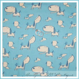 FreeSpirit BonEful Fabric FQ Cotton Quilt Blue White Small DOG Puppy Play Toy Baby Boy Sale