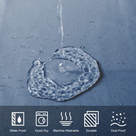 Furlinic Shower Curtain, Extra Long, Bath Curtain, Anti-Mould, Bathroom, Textile Curtain, Made of Fabric, Antibacterial, Waterproof, White to Dark Blue, Extra Wide, 240 x 200 cm.