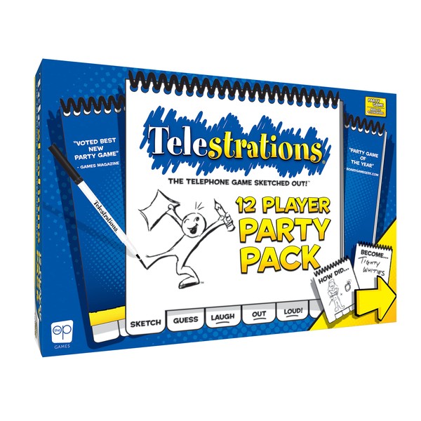 USAopoly Telestrations Party Pack 12 Player | 600 New Phrases to Sketch | Family Board Game | A Fun Family Game for Kids and Adults | Family Game Night Just Got Better | Telephone Game Sketched Out, Multi-colored