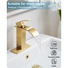HOIGY Gold Bathroom Faucet Waterfall, Brass Bathroom Faucets Single Hole
