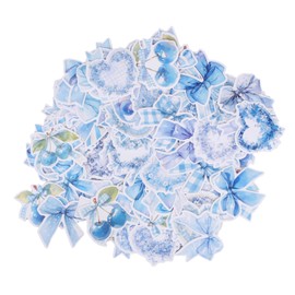 100pcs Blue Bow Stickers, PVC Waterproof Coquette Stickers, Various Cute Designs Bow Knot Aesthetic Decals for Water Bottle, Laptop, Phone, Diary, Scrapbooking Country, Art Gifts
