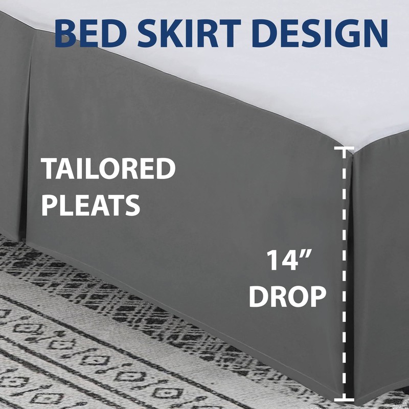 Luxury Double Brushed Microfiber Bed Skirt, Ultra Soft, and Wrinkle