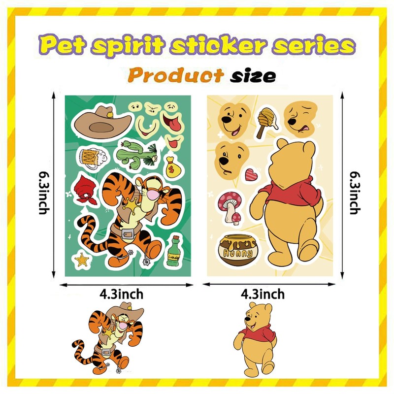 24 Sheets Make a Face Winnie Pooh Bear Stickers for