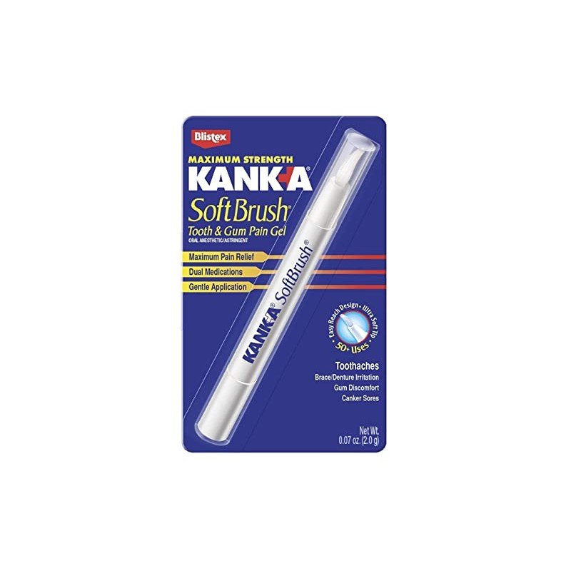 Kank-A Soft Brush Tooth Mouth Pain Gel Maximum Strength, White,