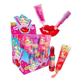 Unicorn Lip Set of 12 Display | 12 x Lolly in Lipstick Holder + 12 x Candy Lip Gloss | 3 Fruit Flavours | Bulk Pack for Parties, Resellers & Events | (Unicorn Design)