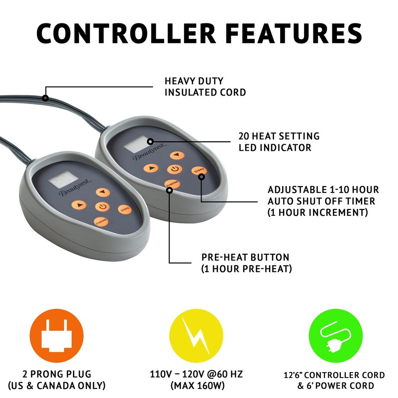 Beautyrest Heated Electric Blanket for Cold Weather, Fast Heating Heated