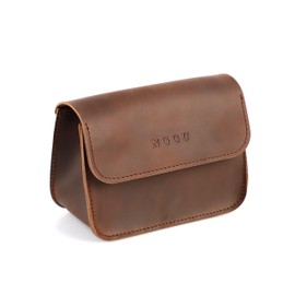 NGGU Genuine Leather Mini Cosmetic Bag - 6 Inch Small Travel Organizer for Women, Purse Makeup Pouch Jewelry Case Home Decor Gift-Blue