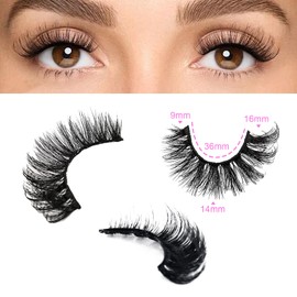 linzezon Fluffy False Eyelashes Cat Eye Faux Mink Lashes 6D Volume Look Like Extensions Lashes Thick Curly Fake Lashes 10 Pairs Pack-01