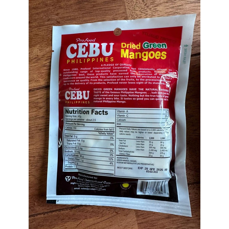 Philippine Cebu Dried Green Mangoes 100g (4 Packs)