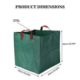 ASOFTY Pack of 2 Garden Bags, 270 L Leaf Bags with Carry Straps, Self-Standing Square Garden Waste Bags for Garden, Lawn, Leaves, Wood, Green Cuttings