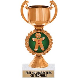 Crown Awards 6.5" Gingerbread Man Chaplet Bronze Cup Trophy, Gingerbread Man Trophies, Prime, 1 Pack