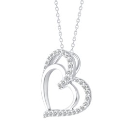 Fifth and Fine 1/2 CTW Natural Diamond Heart Pendant Necklace set in 925 Sterling Silver